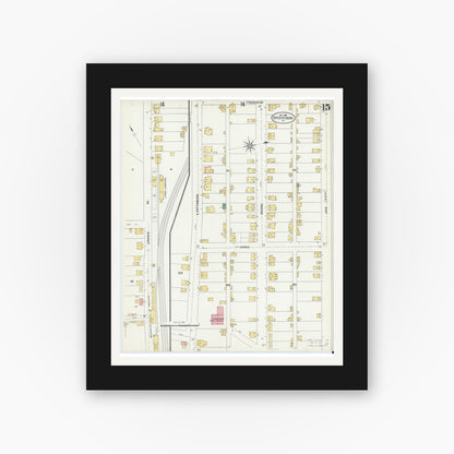 Old map wall art mockup — black gallery frame with white mat — Sanborn Fire Insurance Map from Greensburg, Westmoreland County, Pennsylvania (1903), Sheet #0015