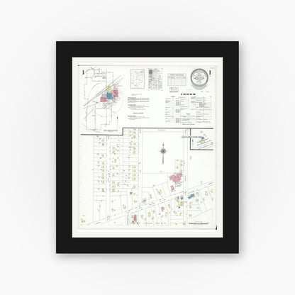 Old map wall art mockup — black gallery frame with white mat — Sanborn Fire Insurance Map from Mentor, Lake County, Ohio (1941), Sheet #0001
