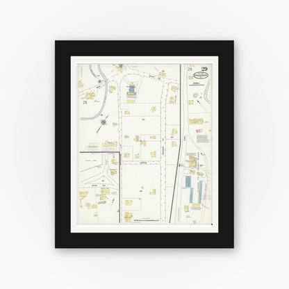 Old map wall art mockup — black gallery frame with white mat — Sanborn Fire Insurance Map from Stroudsburg, Monroe County, Pennsylvania (1912), Sheet #0029