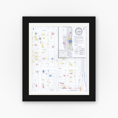 Old map wall art mockup — black gallery frame with white mat — Sanborn Fire Insurance Map from La Grange, Lewis County, Missouri (1930) - Complete Map Set