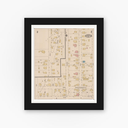 Old map wall art mockup — black gallery frame with white mat — Sanborn Fire Insurance Map from Georgetown, Brown County, Ohio (1922), Sheet #0002