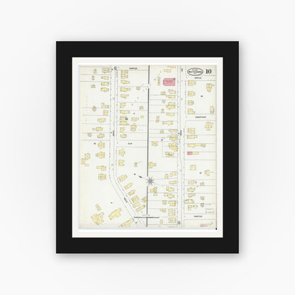 Old map wall art mockup — black gallery frame with white mat — Sanborn Fire Insurance Map from Whitesboro, Oneida County, New York (1904), Sheet #0010