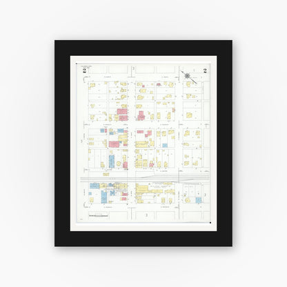 Old map wall art mockup — black gallery frame with white mat — Sanborn Fire Insurance Map from Hilliards, Franklin County, Ohio (1946), Sheet #0002