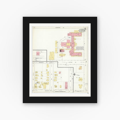 Old map wall art mockup — black gallery frame with white mat — Sanborn Fire Insurance Map from Lakewood, Ocean County, New Jersey (1916), Sheet #0003