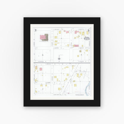Old map wall art mockup — black gallery frame with white mat — Sanborn Fire Insurance Map from Jackson, Cape Girardeau County, Missouri (1931), Sheet #0007