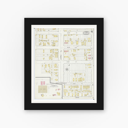 Old map wall art mockup — black gallery frame with white mat — Sanborn Fire Insurance Map from Cairo, Alexander County, Illinois (1896), Sheet #0004