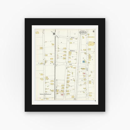 Old map wall art mockup — black gallery frame with white mat — Sanborn Fire Insurance Map from Duncannon, Perry County, Pennsylvania (1911), Sheet #0006