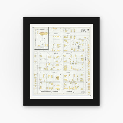 Old map wall art mockup — black gallery frame with white mat — Sanborn Fire Insurance Map from Alpena, Alpena County, Michigan (1901), Sheet #0002