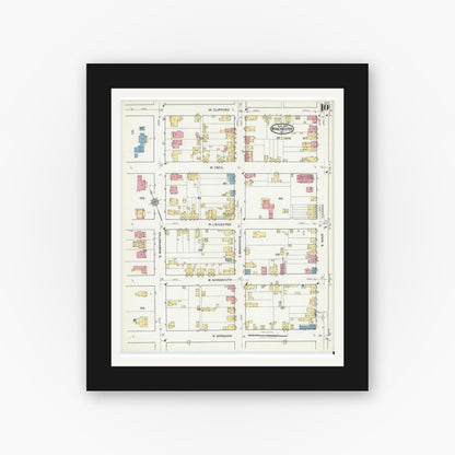 Old map wall art mockup — black gallery frame with white mat — Sanborn Fire Insurance Map from Winchester, Independent Cities, Virginia (1921), Sheet #0010