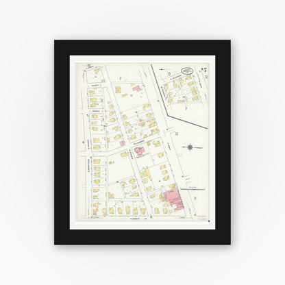 Old map wall art mockup — black gallery frame with white mat — Sanborn Fire Insurance Map from Brazil, Clay County, Indiana (1910), Sheet #0007