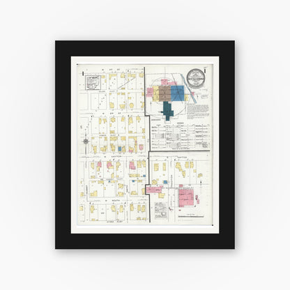 Old map wall art mockup — black gallery frame with white mat — Sanborn Fire Insurance Map from West Alexandria, Preble County, Ohio (1926), Sheet #0001