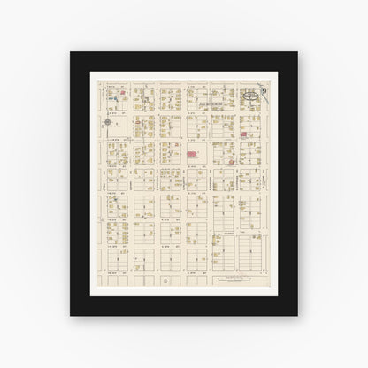 Old map wall art mockup — black gallery frame with white mat — Sanborn Fire Insurance Map from Sanford, Seminole County, Florida (1922), Sheet #0009