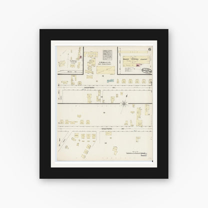 Old map wall art mockup — black gallery frame with white mat — Sanborn Fire Insurance Map from Brighton, Suffolk County, Massachusetts (1884), Sheet #0006