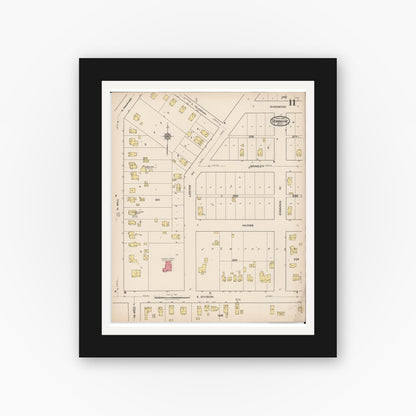 Old map wall art mockup — black gallery frame with white mat — Sanborn Fire Insurance Map from Dowagiac, Cass County, Michigan (1922), Sheet #0011