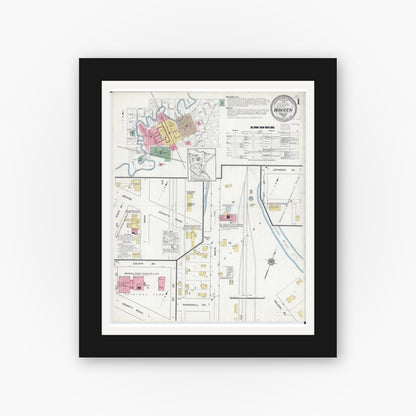 Old map wall art mockup — black gallery frame with white mat — Sanborn Fire Insurance Map from Warren, Marshall County, Minnesota (1915) - Complete Map Set