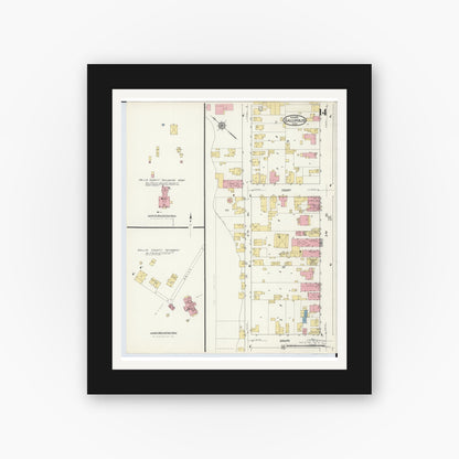 Old map wall art mockup — black gallery frame with white mat — Sanborn Fire Insurance Map from Gallipolis, Gallia County, Ohio (1916), Sheet #0014