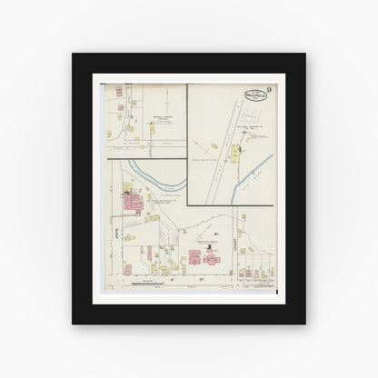 Old map wall art mockup — black gallery frame with white mat — Sanborn Fire Insurance Map from Gallipolis, Gallia County, Ohio (1890), Sheet #0009
