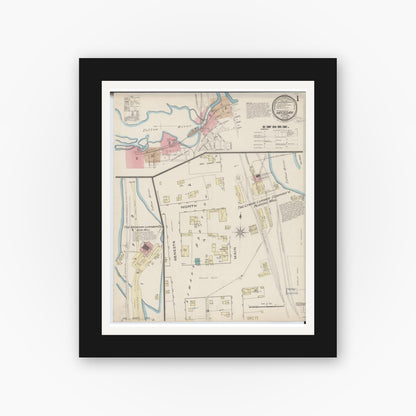 Old map wall art mockup — black gallery frame with white mat — Sanborn Fire Insurance Map from Necedah, Juneau County, Wisconsin (1885) - Complete Map Set