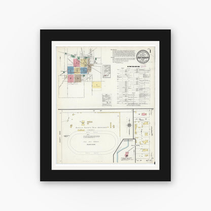 Old map wall art mockup — black gallery frame with white mat — Sanborn Fire Insurance Map from Huntingburg, Dubois County, Indiana (1913) - Complete Map Set