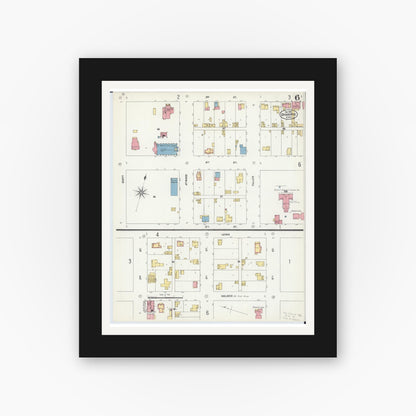 Old map wall art mockup — black gallery frame with white mat — Sanborn Fire Insurance Map from Shakopee, Scott County, Minnesota (1902), Sheet #0006