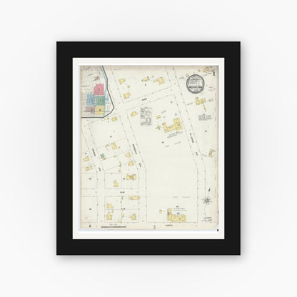 Old map wall art mockup — black gallery frame with white mat — Sanborn Fire Insurance Map from Green Cove Springs, Clay County, Florida (1897) - Complete Map Set