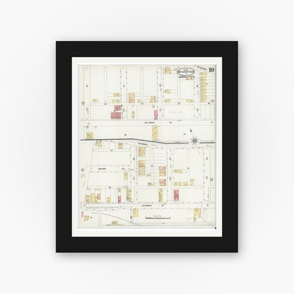 Old map wall art mockup — black gallery frame with white mat — Sanborn Fire Insurance Map from Turtle Creek Valley, Allegheny County, Pennsylvania (1906), Sheet #0019