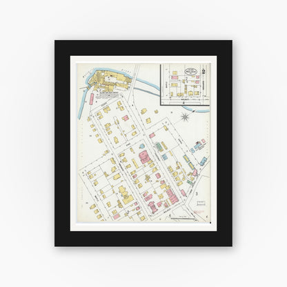 Old map wall art mockup — black gallery frame with white mat — Sanborn Fire Insurance Map from Walden, Orange County, New York (1900), Sheet #0002