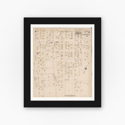 Old map wall art mockup — black gallery frame with white mat — Sanborn Fire Insurance Map from McGregor, McLennan County, Texas (1922), Sheet #0006