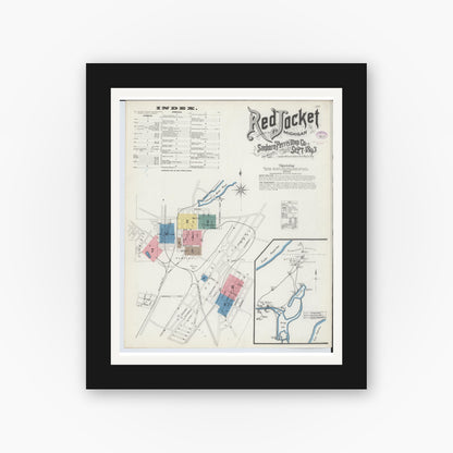 Old map wall art mockup — black gallery frame with white mat — Sanborn Fire Insurance Map from Red Jacket, Houghton County, Michigan (1893) - Complete Map Set