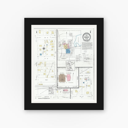 Old map wall art mockup — black gallery frame with white mat — Sanborn Fire Insurance Map from Sherburn, Martin County, Minnesota (1928) - Complete Map Set