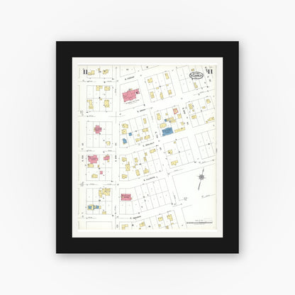 Old map wall art mockup — black gallery frame with white mat — Sanborn Fire Insurance Map from Saint Charles, Kane County, Illinois (1923), Sheet #0011