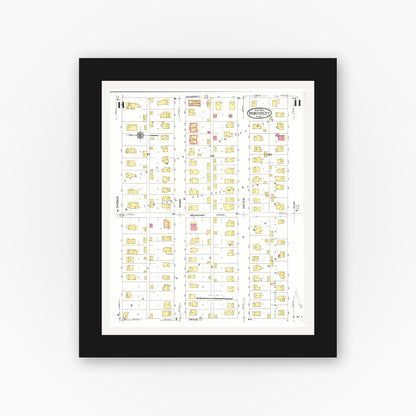 Old map wall art mockup — black gallery frame with white mat — Sanborn Fire Insurance Map from Webster City, Hamilton County, Iowa (1923), Sheet #0011