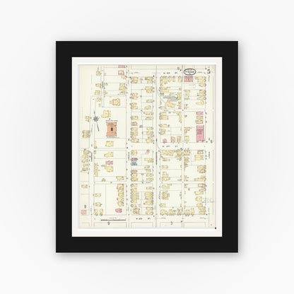 Old map wall art mockup — black gallery frame with white mat — Sanborn Fire Insurance Map from Tyrone, Blair County, Pennsylvania (1911), Sheet #0005