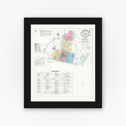Old map wall art mockup — black gallery frame with white mat — Sanborn Fire Insurance Map from Chappaqua, Westchester County, New York (1939) - Complete Map Set