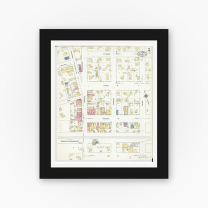 Old map wall art mockup — black gallery frame with white mat — Sanborn Fire Insurance Map from Holgate, Henry County, Ohio (1910), Sheet #0002