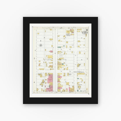 Old map wall art mockup — black gallery frame with white mat — Sanborn Fire Insurance Map from Alexandria, Douglas County, Minnesota (1899), Sheet #0002