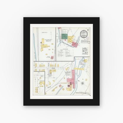 Old map wall art mockup — black gallery frame with white mat — Sanborn Fire Insurance Map from Catawissa, Columbia County, Pennsylvania (1901) - Complete Map Set