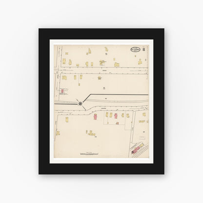 Old map wall art mockup — black gallery frame with white mat — Sanborn Fire Insurance Map from Allegany, Cattaraugus County, New York (1922), Sheet #0008