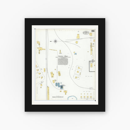 Old map wall art mockup — black gallery frame with white mat — Sanborn Fire Insurance Map from Red Jacket, Houghton County, Michigan (1900), Sheet #0022