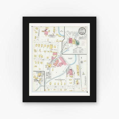 Old map wall art mockup — black gallery frame with white mat — Sanborn Fire Insurance Map from Northville, Wayne County, Michigan (1899), Sheet #0001