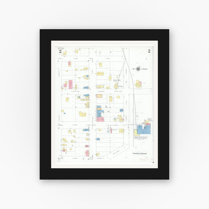 Old map wall art mockup — black gallery frame with white mat — Sanborn Fire Insurance Map from Rockton, Winnebago County, Illinois (1939), Sheet #0002