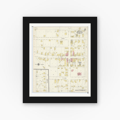 Old map wall art mockup — black gallery frame with white mat — Sanborn Fire Insurance Map from Thornville, Perry County, Ohio (1913), Sheet #0002