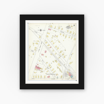 Old map wall art mockup — black gallery frame with white mat — Sanborn Fire Insurance Map from Clyde, Sandusky County, Ohio (1911), Sheet #0003
