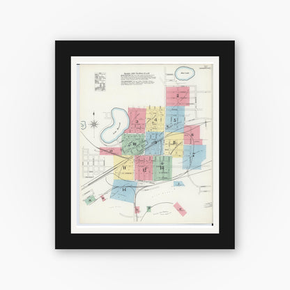 Old map wall art mockup — black gallery frame with white mat — Sanborn Fire Insurance Map from Ishpeming, Marquette County, Michigan (1897), Sheet #0001