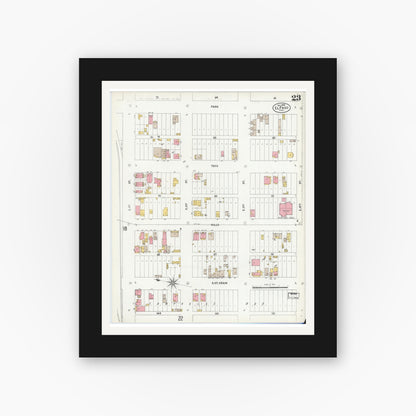 Old map wall art mockup — black gallery frame with white mat — Sanborn Fire Insurance Map from El Paso, El Paso County, Texas (1900), Sheet #0023