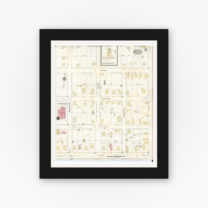 Old map wall art mockup — black gallery frame with white mat — Sanborn Fire Insurance Map from Waukon, Allamakee County, Iowa (1934), Sheet #0002