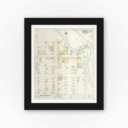 Old map wall art mockup — black gallery frame with white mat — Sanborn Fire Insurance Map from Nanty-Glo, Cambria County, Pennsylvania (1915), Sheet #0002