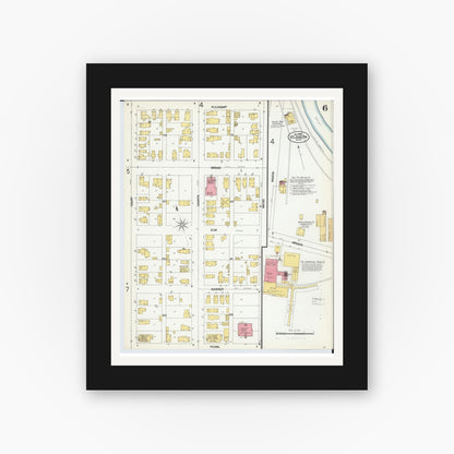 Old map wall art mockup — black gallery frame with white mat — Sanborn Fire Insurance Map from Saint Joseph, Berrien County, Michigan (1902), Sheet #0006