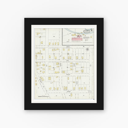 Old map wall art mockup — black gallery frame with white mat — Sanborn Fire Insurance Map from Dover, Morris County, New Jersey (1896) - Complete Map Set