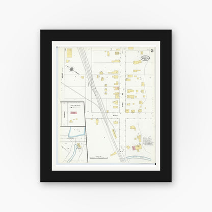 Old map wall art mockup — black gallery frame with white mat — Sanborn Fire Insurance Map from Newaygo, Newaygo County, Michigan (1911), Sheet #0003